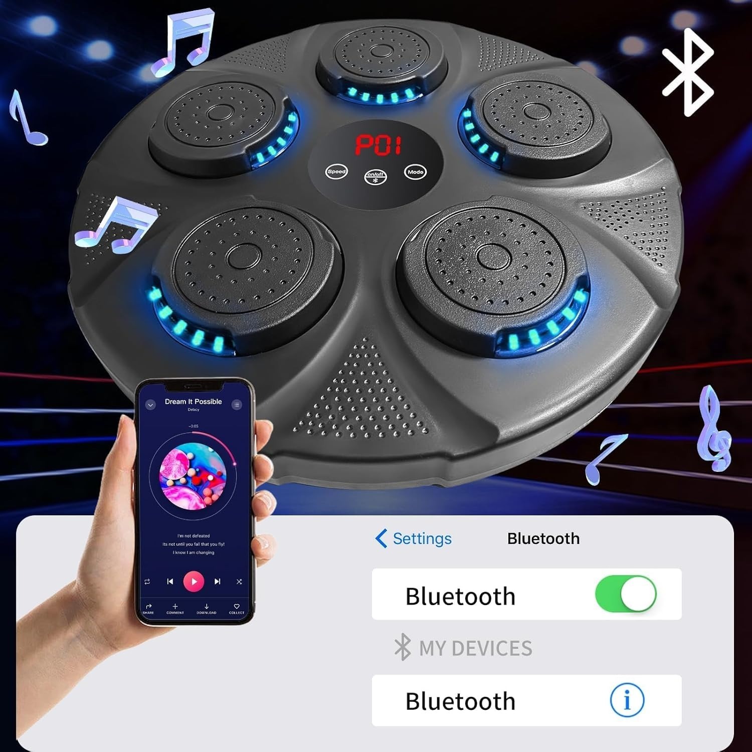 Electronic Music Boxing Machine，Boxing Training Punching Equipment, Wall Mounted Boxing Machine, Smart Boxing Target Workout Machine - Black
