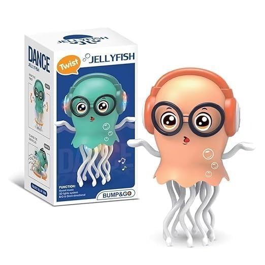 Dancing Jellyfish Toy with LED Light Up Musical Features and 360 Degree Rotating Tentacles | Automatic Moving Cartoon Jelly Fish Toy for Kids Boys Girls