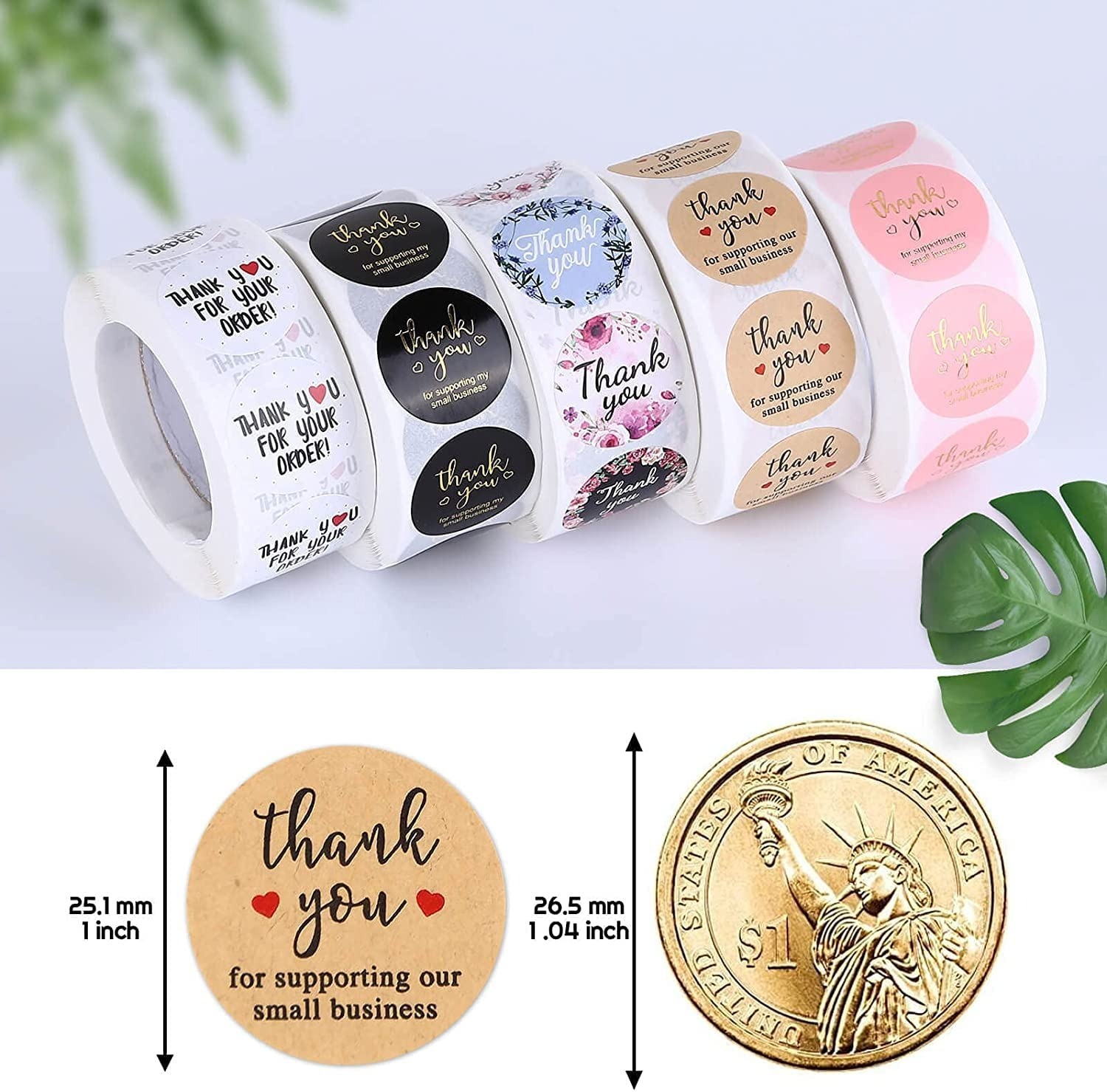 500pcs Round Multi Designs Thank You Stickers, Thank You Stickers for Packaging and Small Business (Thank You Sticker)