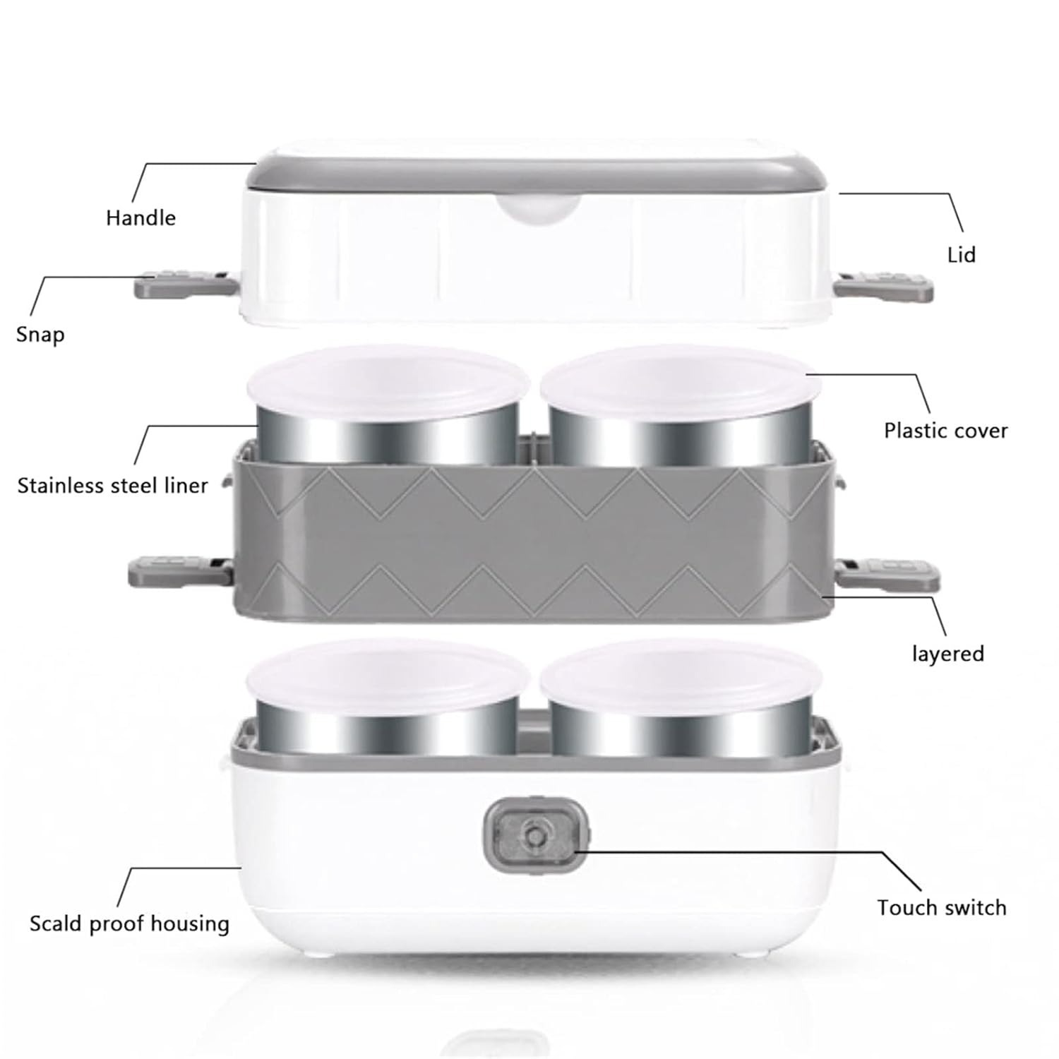 Lunch Box For Men, Electric Thermos Lunch Box For Hot Food Leakproof Compartment Bento Box Rice Cooker Heating Insulation Travel