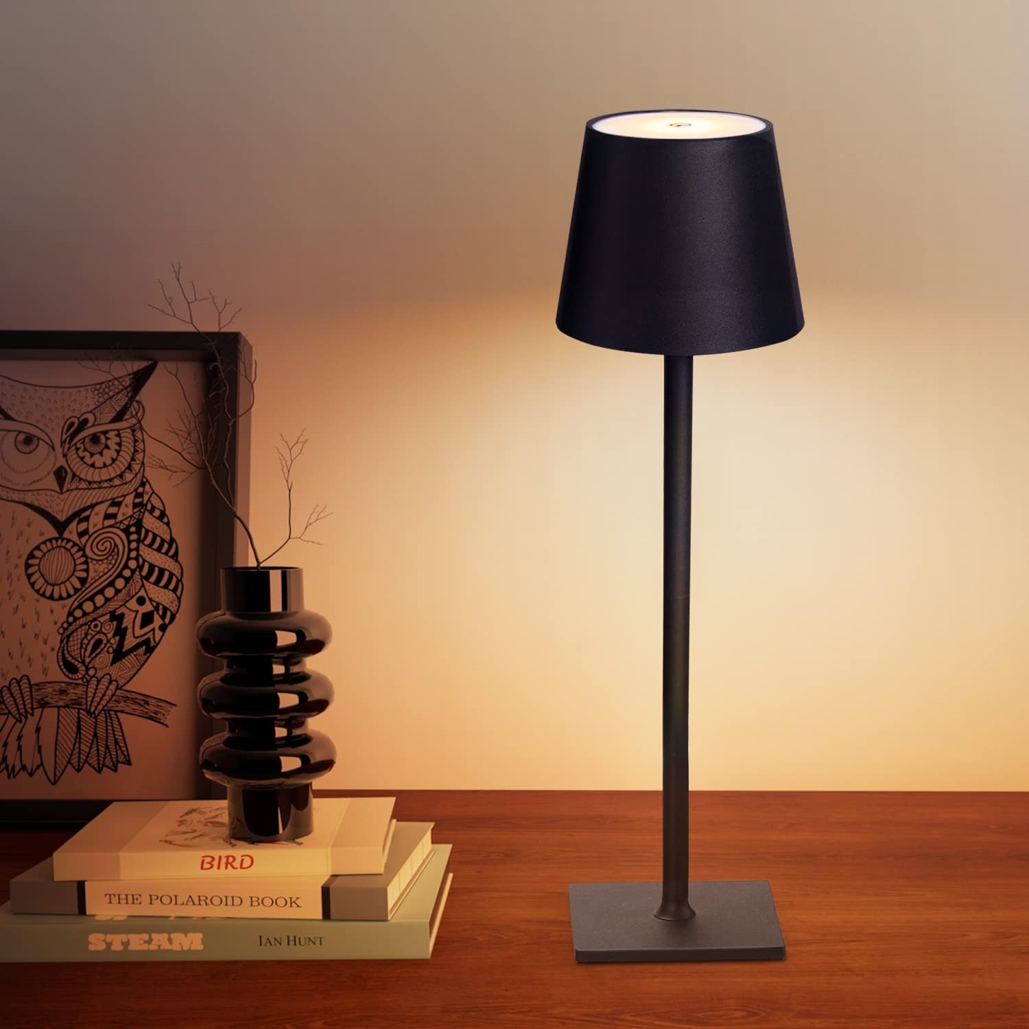 Minimalistic Table Lamp 4 Color Step Less Dimming by Touch  Indoor and Outdoor Table Lamp with Stylish Rounded Design for Home, Restaurant