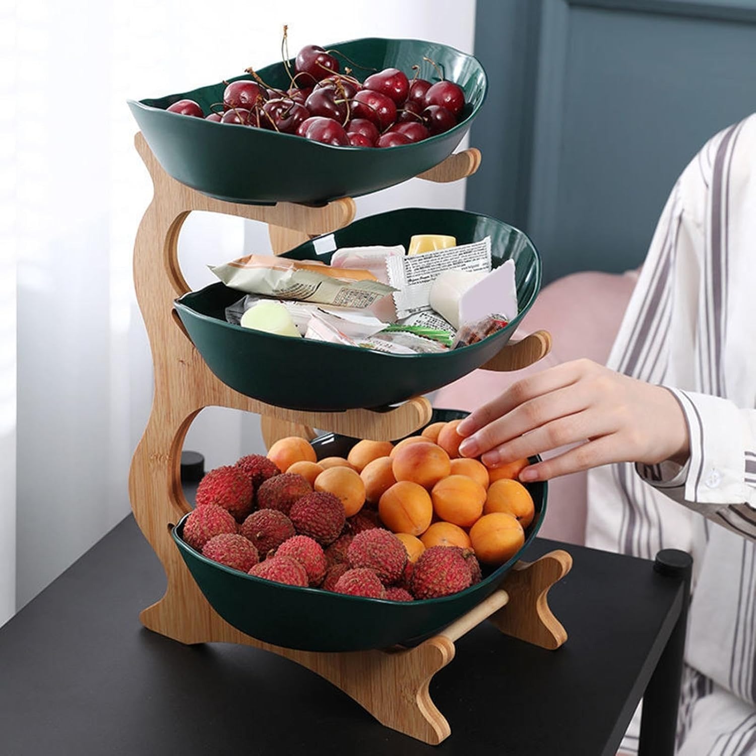 Countertop Fruit Basket Oval Fruit Basket Stand for Cake Vegetable Farmhouse