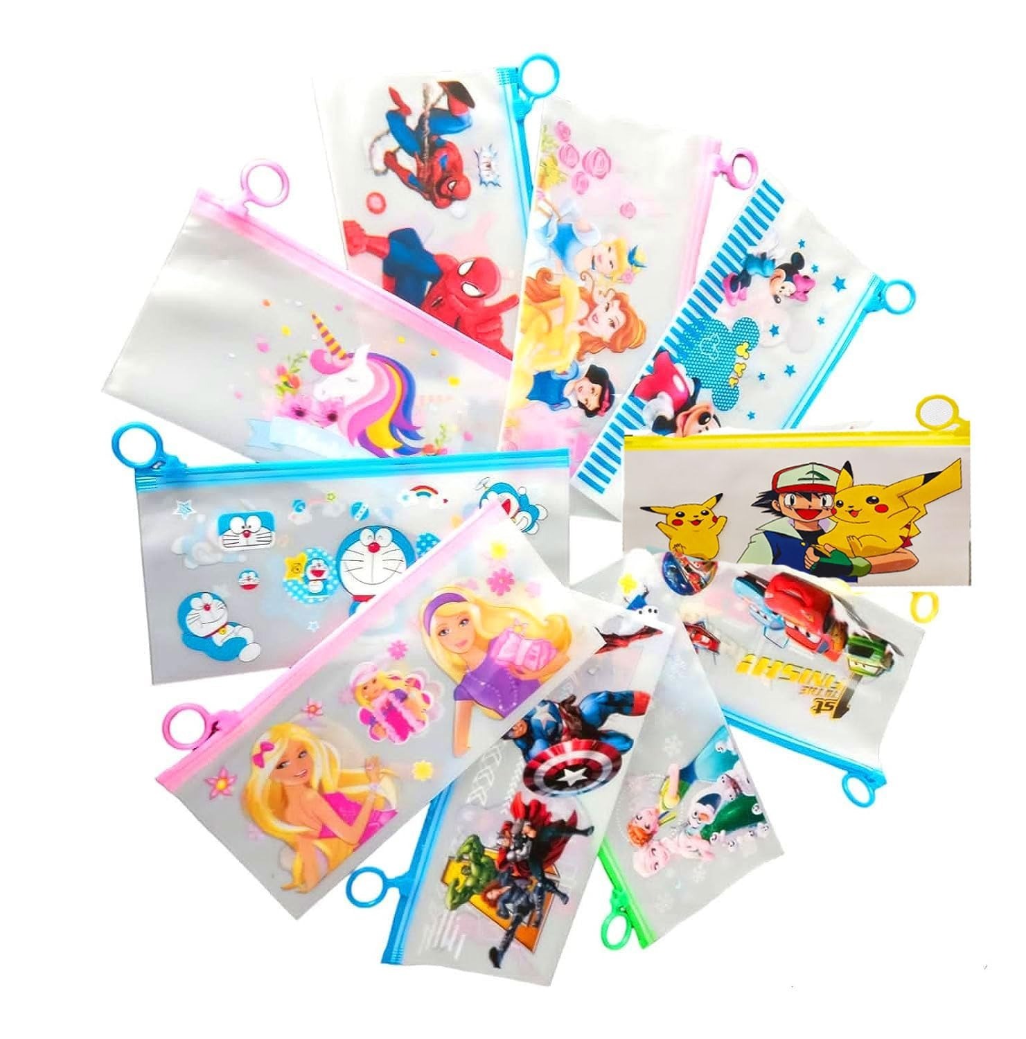 Plastic Cartoon Stationery Zip Pouch For Pen Pencil & Multi Utility Best For Return Navratri Gifts Mix Design Party Favor For Kids In Bulk Storage Pouch Cosmetic Pouch