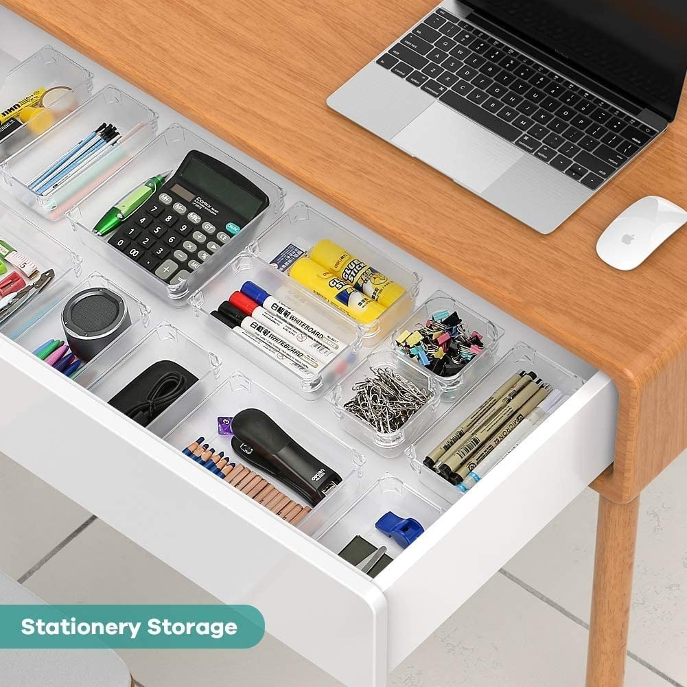 Acrylic Cosmetics Drawer Organizer Storage Bins With Various Size For Kitchen, Office, Bathroom, Vanity Makeup Organiser