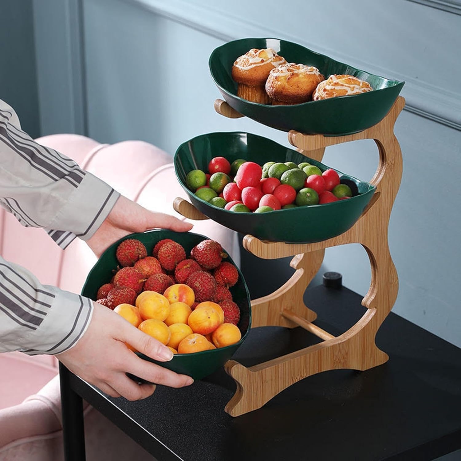 Countertop Fruit Basket Oval Fruit Basket Stand for Cake Vegetable Farmhouse