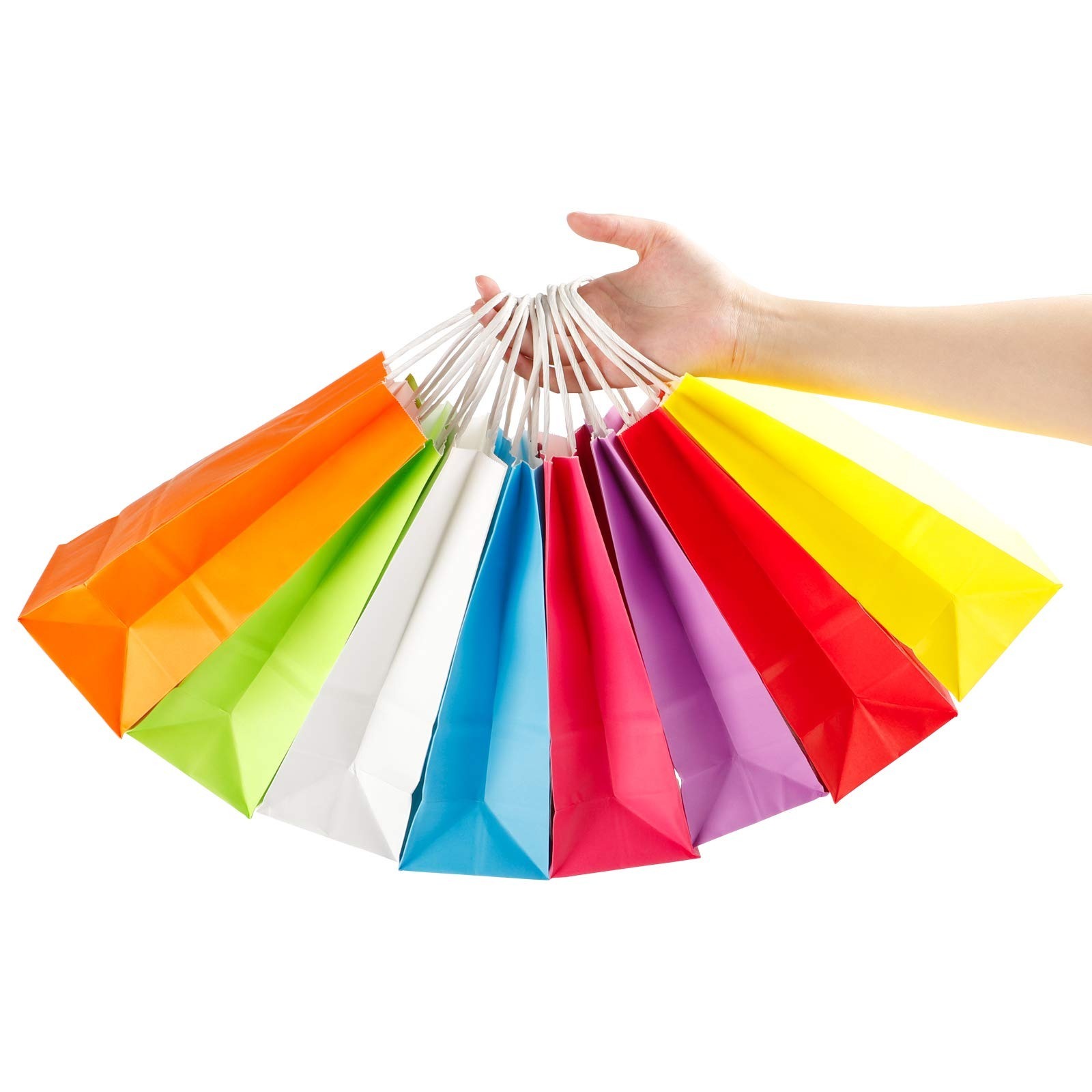 Small Gift Bags, Colors Gift Wrap Bags, Kraft Paper Party Favor Bags with Handles for Kids Birthday, Wedding and Celebrations