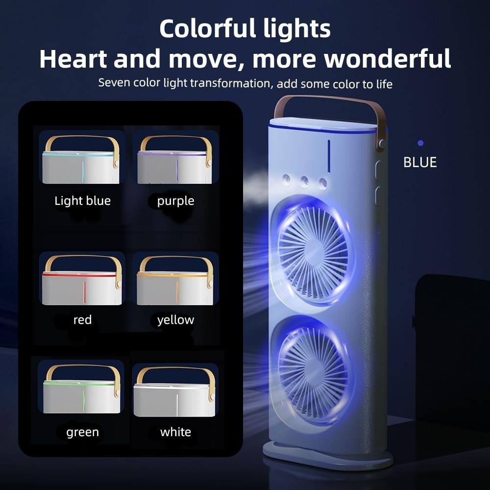 Mini Air Cooler for Room Cooling AC Portable Mini Fan | Artic Cooler with 280ml | Rechargeable Mist Cooling Fan | 3 H Timer, 3 Wind Speeds, and 3 Spray Modes for Office, Home, Kitchen - White