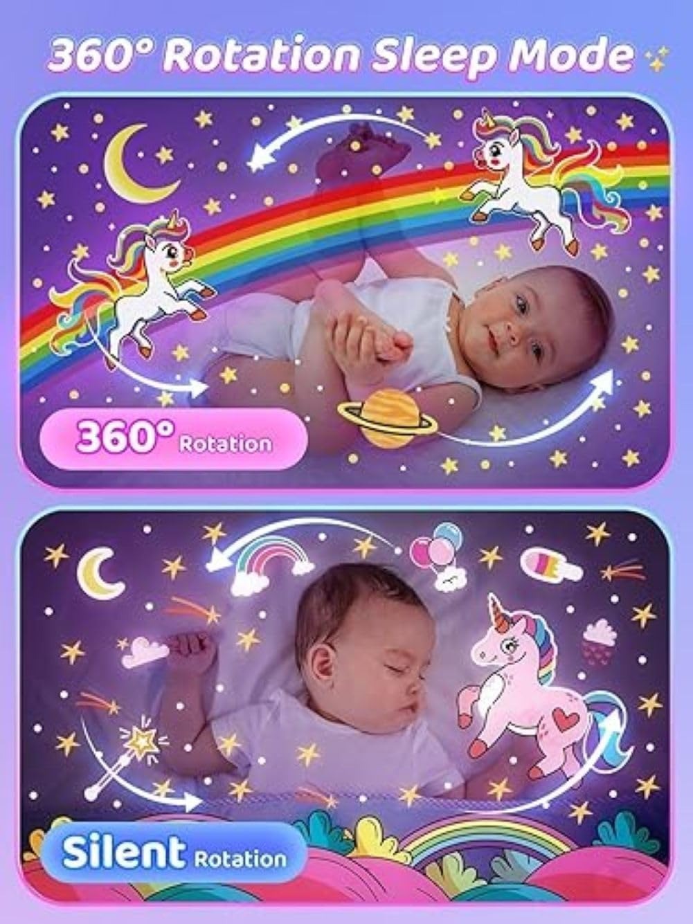 Bunny Carousel Night Light Projector ! Star Light Projector ! Musical Carousel Design with Films ! Lighting Modes ! Rotating LED Lamp