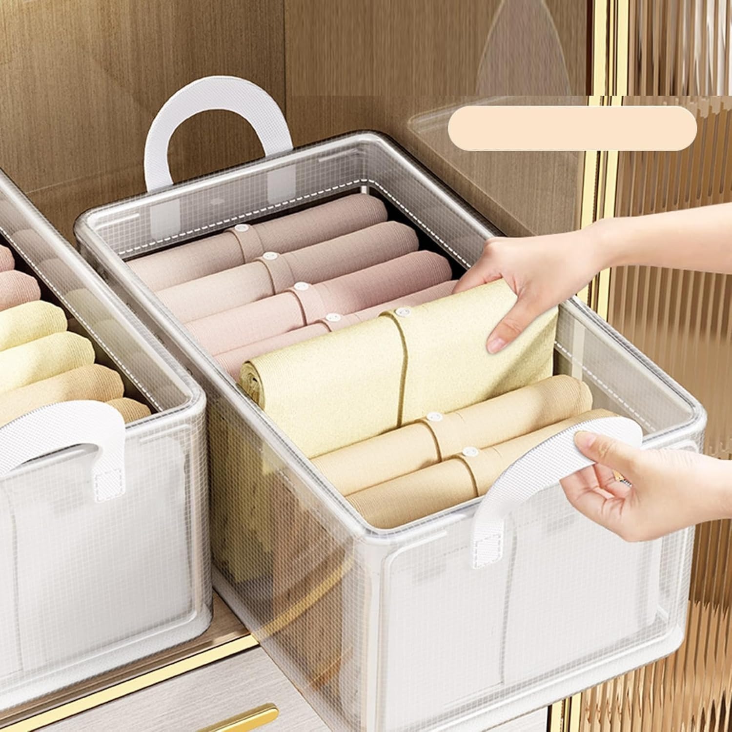 KANUPRIYA PVC Transparent Clothes Organizer Storage Box/Steel Frame Wardrobe Organizer/Foldable Clothes Storage/Transparent Clothes Storage Box (26L PVC WHITE) Pack Of 1