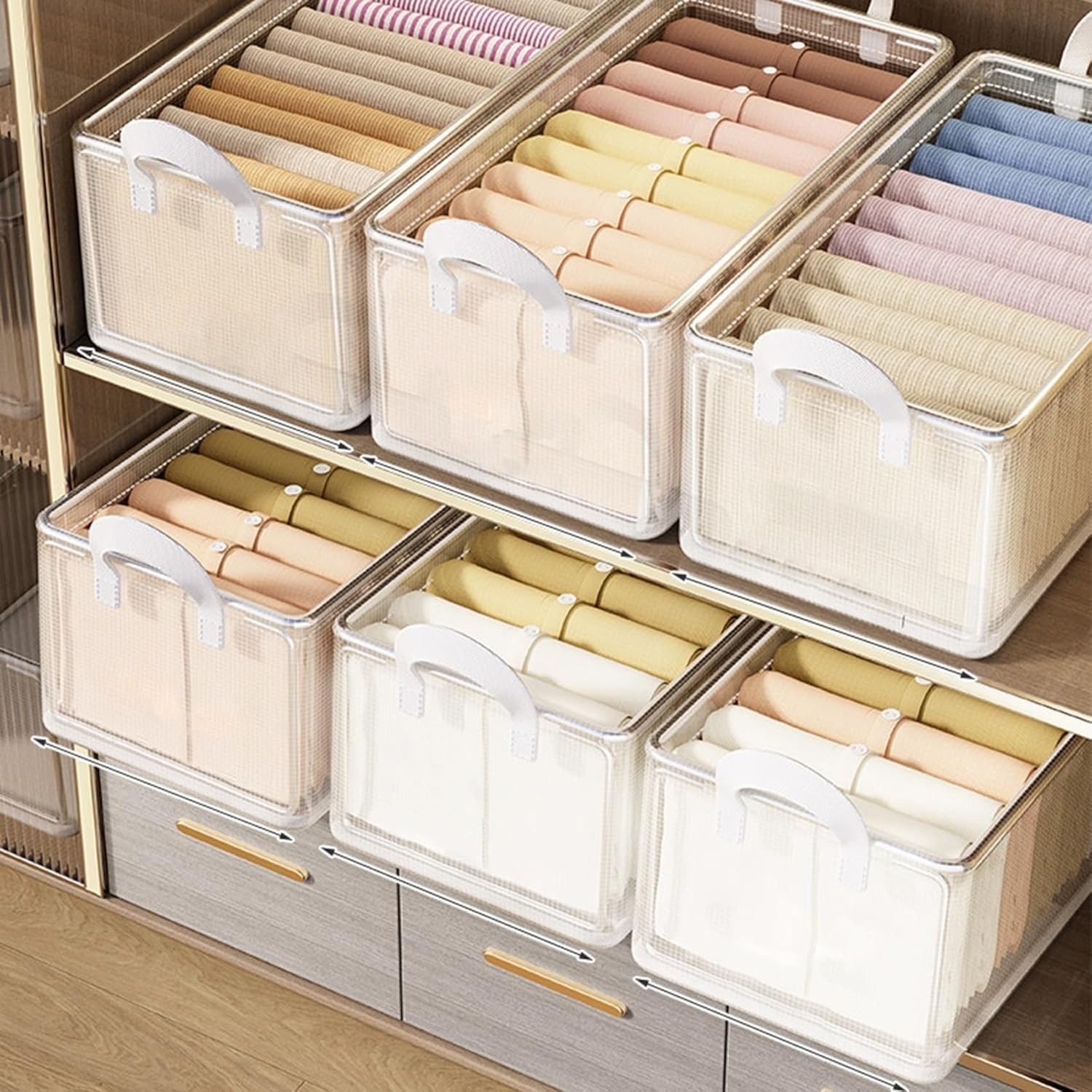 KANUPRIYA PVC Transparent Clothes Organizer Storage Box/Steel Frame Wardrobe Organizer/Foldable Clothes Storage/Transparent Clothes Storage Box (26L PVC WHITE) Pack Of 1