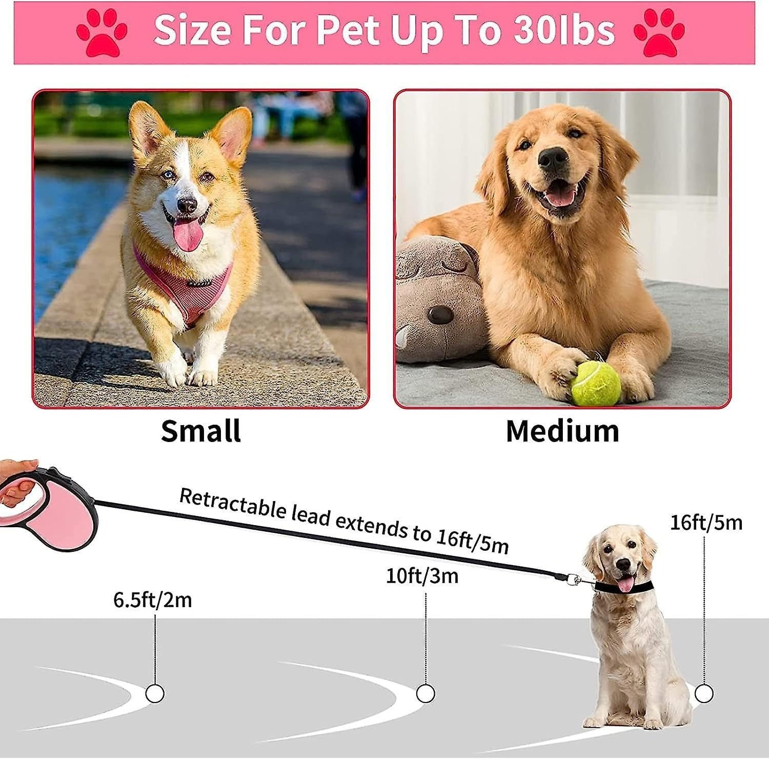 Smart Pet Leash Automatic with Padded Feature and Feather Decoration for Dogs Dog Traction Rope Chain Automatic Retractable Dog Walking Rope Pet Leashes Retractable Pet Leash (3M-15Kg)