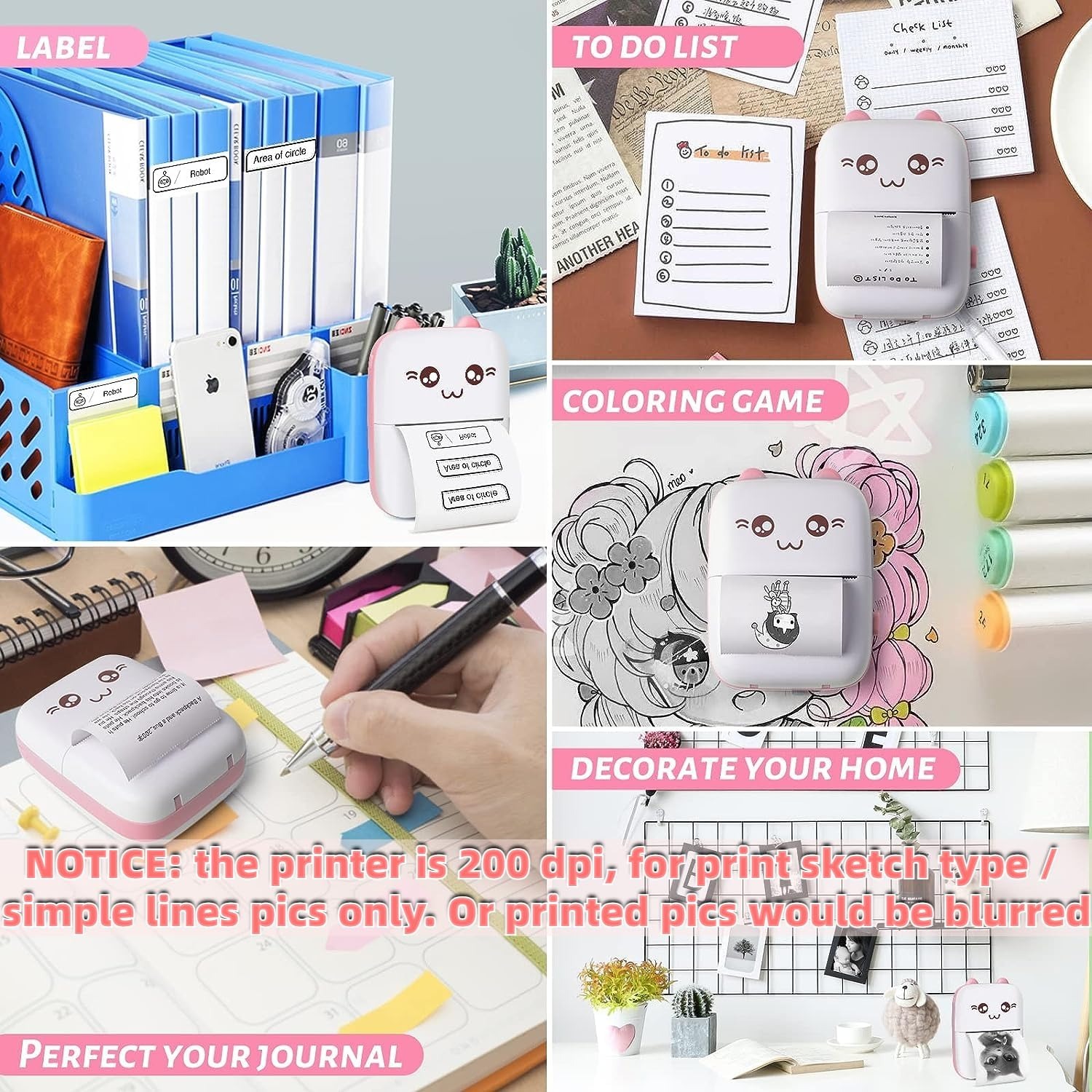 Mini Bluetooth Thermal Printer, Portable Label Printer Inkfree Printer
