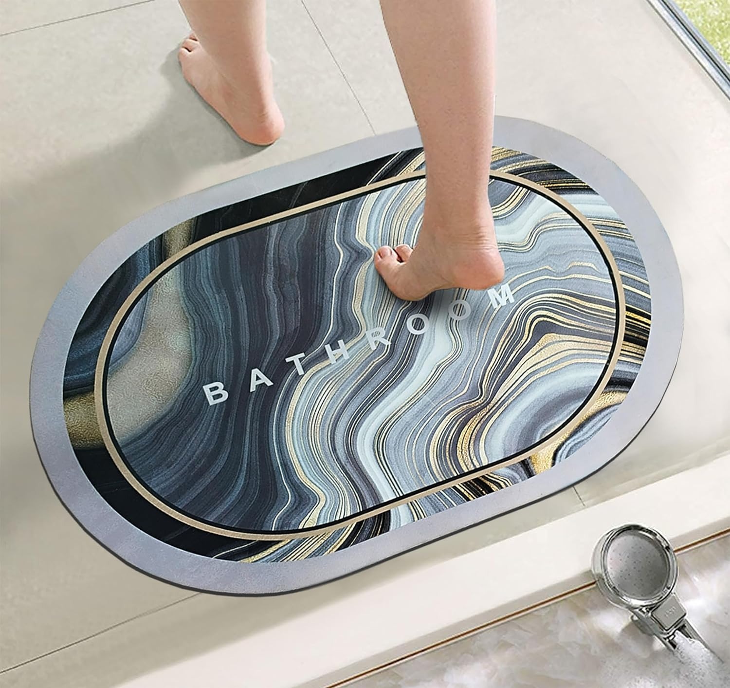 Bathroom mat Marble Print Anti-Skid Water Soaking Marble Print Door Mat  (40x60cm)