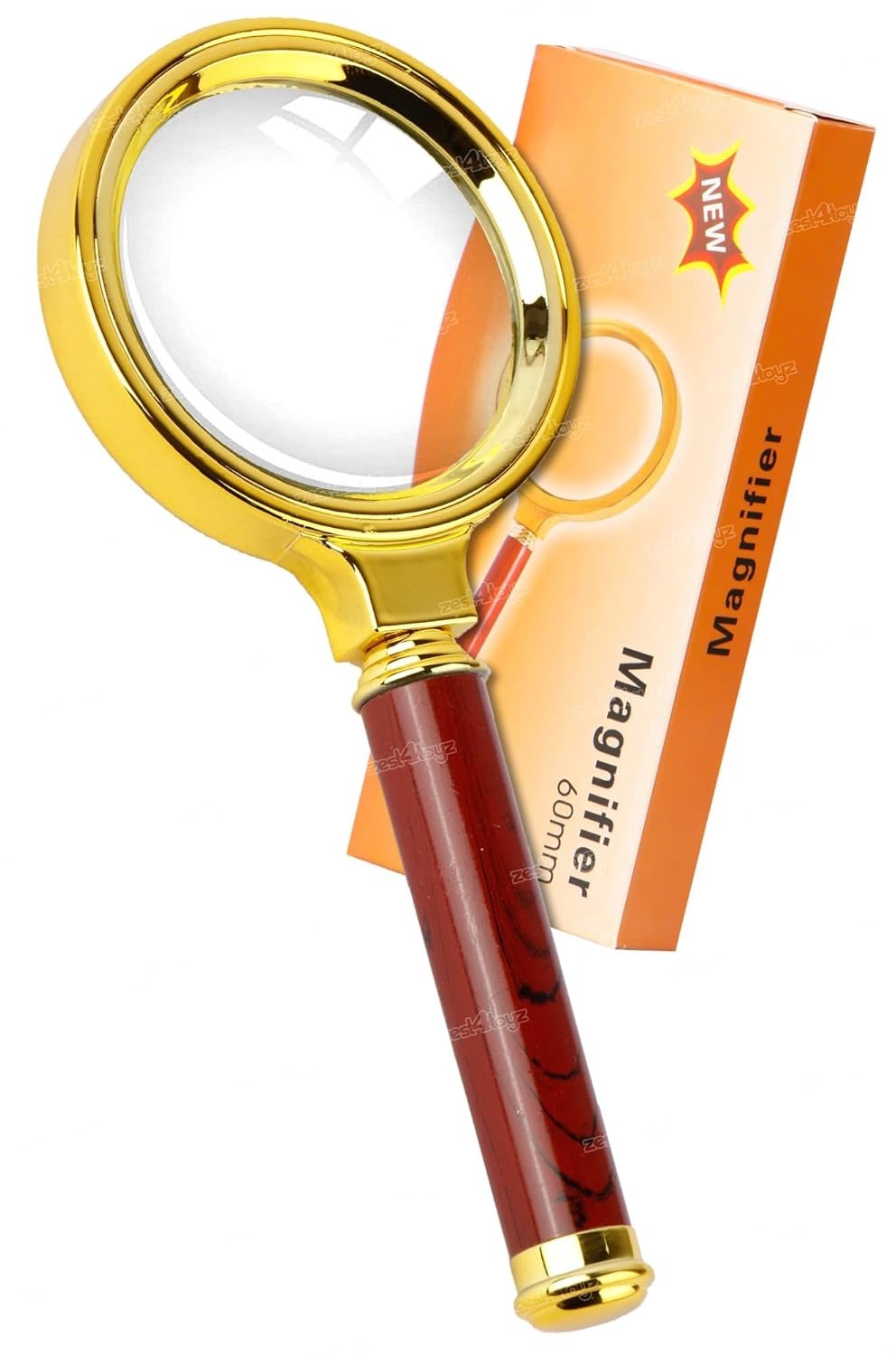 90mm Magnifying Glass for Reading/Map, Double Glass High Power Antique Handheld Magnifier Glass for Kids (Golden)