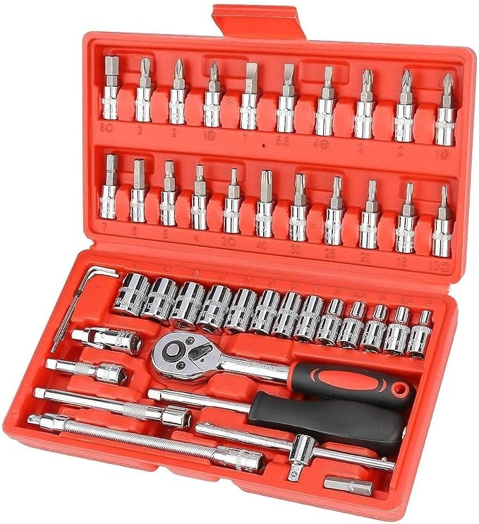 Tool Kit 46 Tool Kit Tool Kit for Home Use Tools Kit Spanner Set Socket Set Wrench Set Tools Set Hand Tools Bike Tool Kit Set Socket Wrench