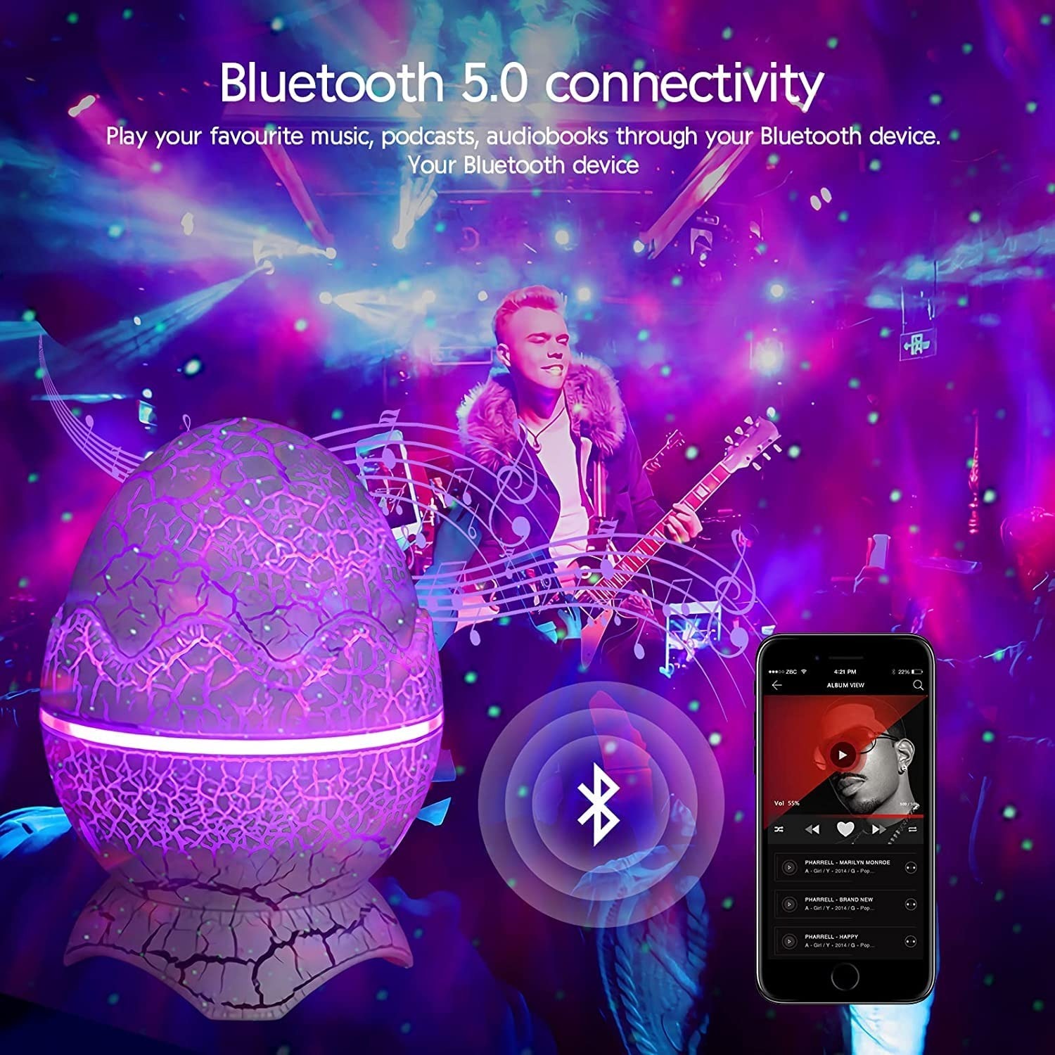 Dianasour egg galaxy projecter With Bluetooth Speaker