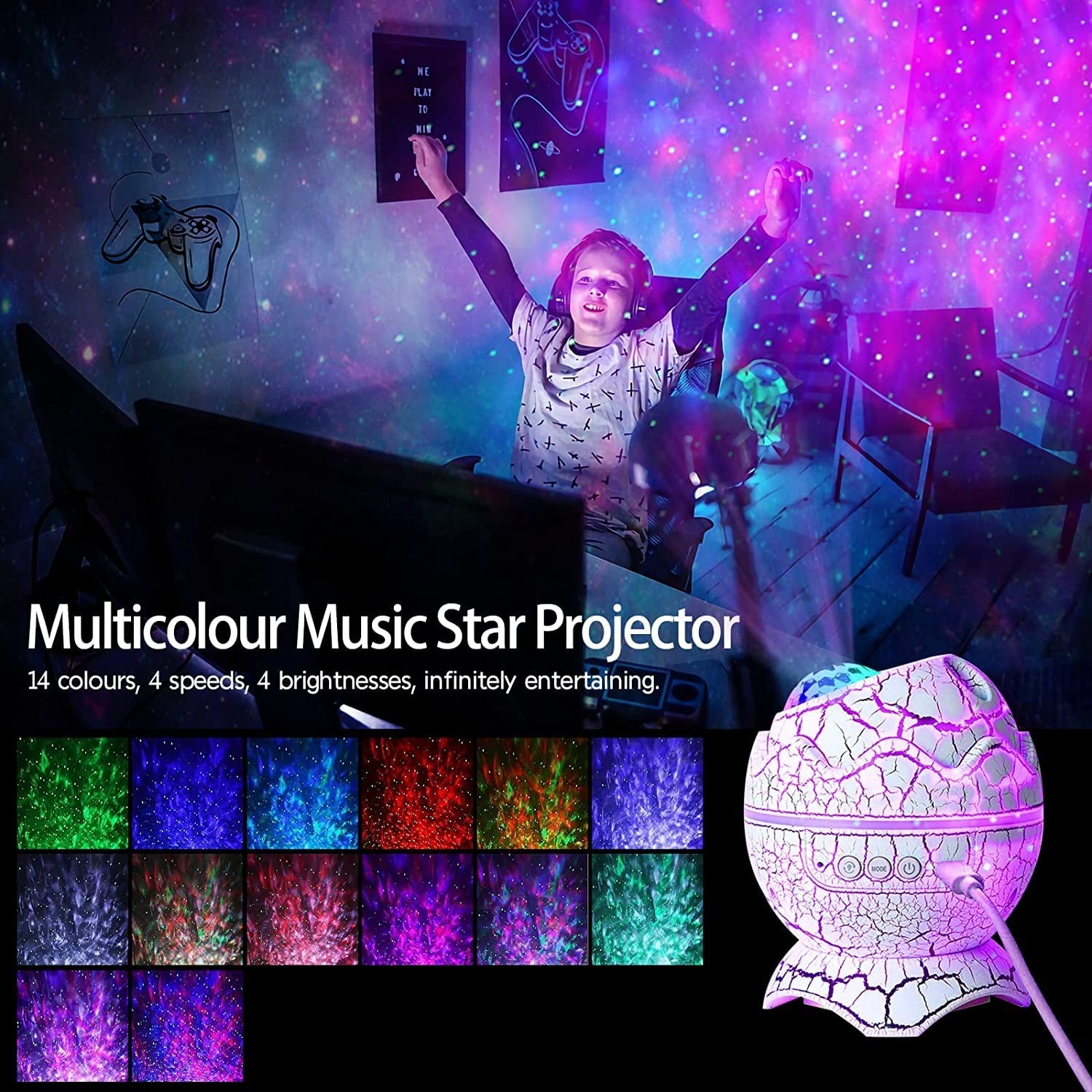 Dianasour egg galaxy projecter With Bluetooth Speaker