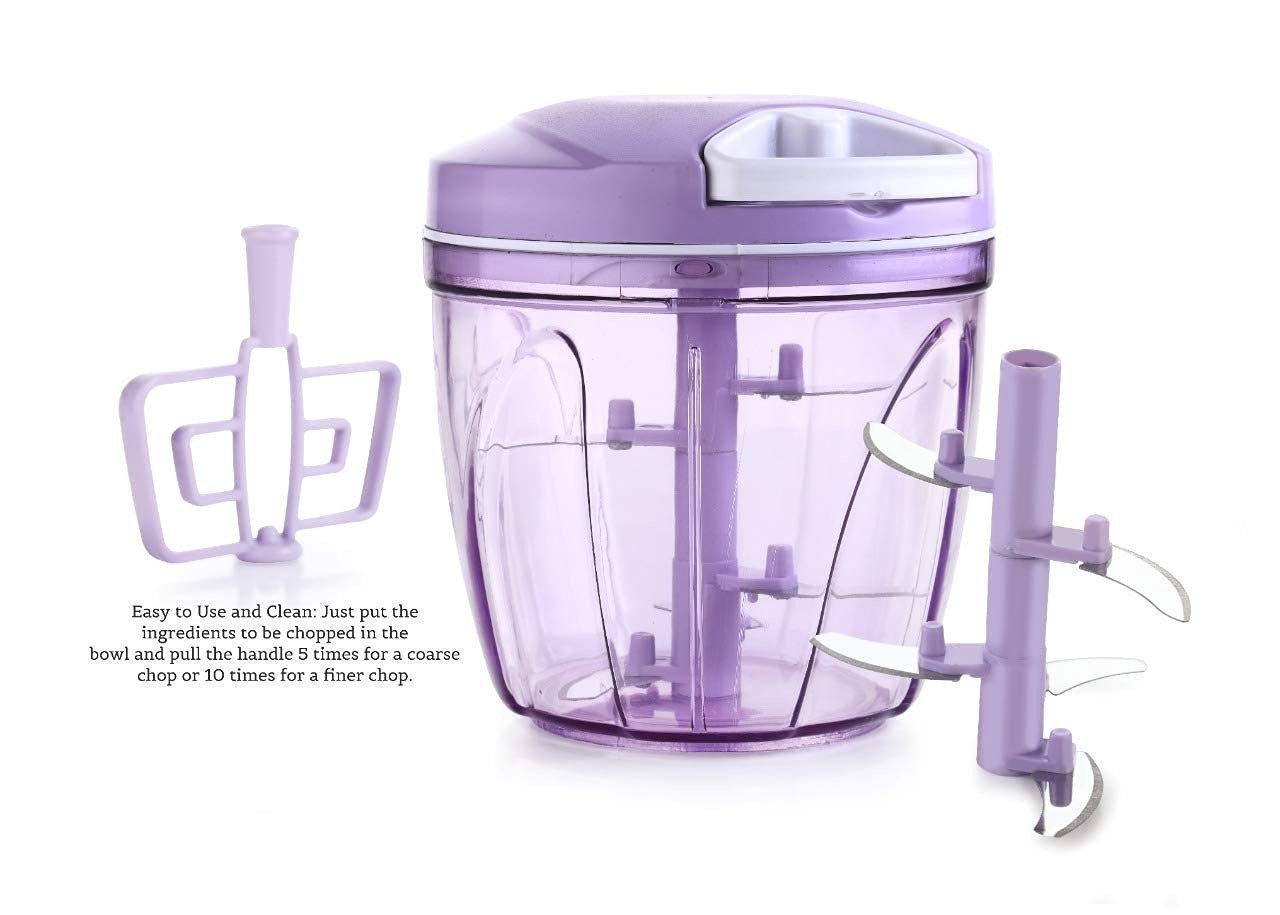 Plastic 2 in 1 Vegetable Fruit Nut Onion Handy Chopper, Meat Grinder Mixer Food Processor Slicer Shredder Salad Maker Tools (900ml, XL, Multicolour)