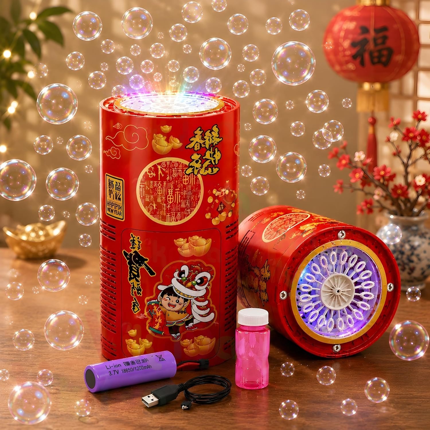(Imported) Automatic Bubble Machine for Kids (3+ Years), LED Light Bubble Maker Toy, Outdoor Bubble Blowing Machine for Birthday Parties & Playtime (Red, Pack of 1)