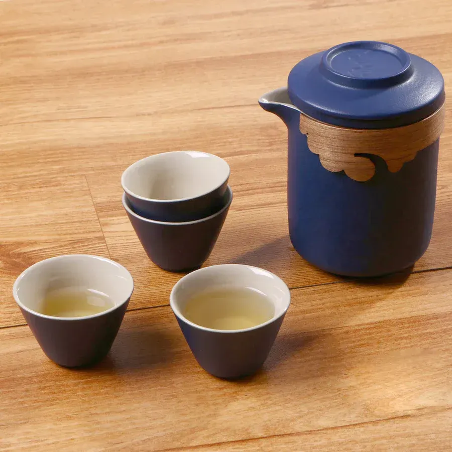 Portable Tea Set, Ceramic Travel Tea Set, Company Anniversary Keepsake, Business Gift for You, Staff Companion, Chinese Teaware Set