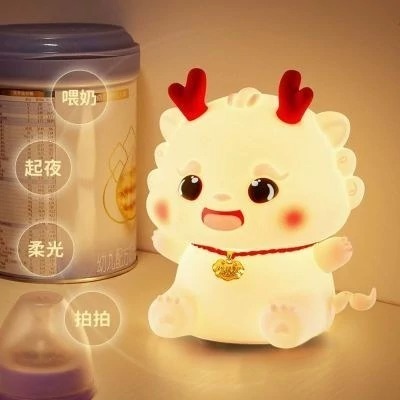 Bunblic Dragon Night Lights Night Lamp NightStand Lamp Silicone Nursery Light Small LED Desk Lamp for Home Nursery Bedside Decoration Luxury Packaging Bag