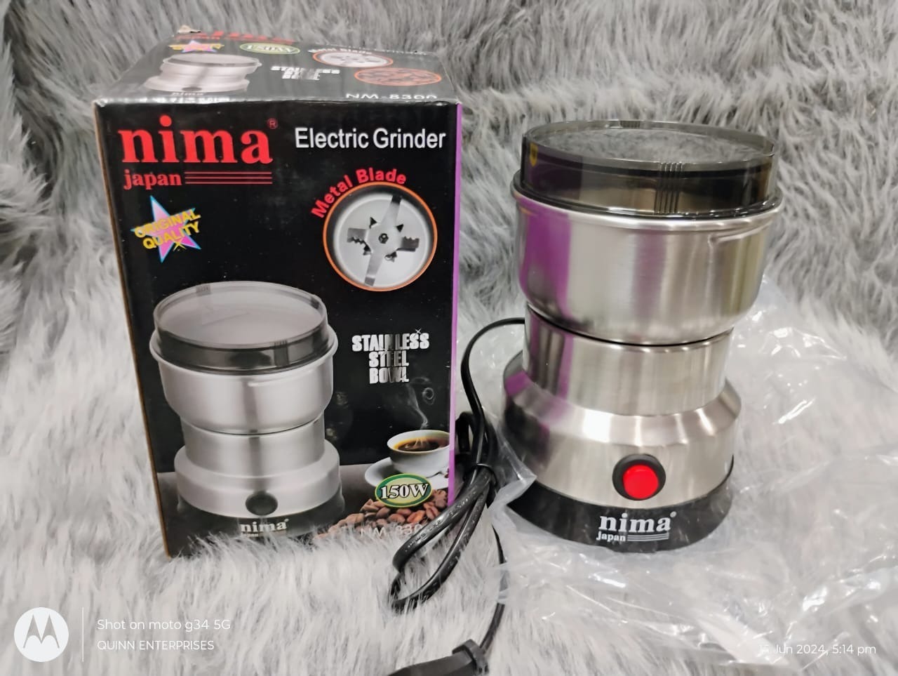 Nima Stainless Steel Multifunctional Electric Grinder & Coffee Maker - Mini Spice, Coffee, And Masala Grinder For Beans, Nuts, And Grains - Household Mixer Grinder (Silver)
