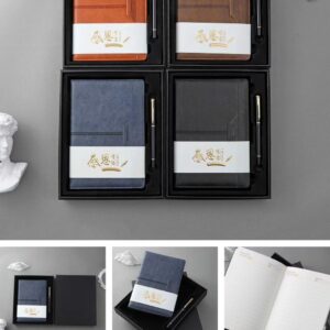 25004 Faux Leather Cover Notebook/Diary with Quote/Name and Customized Branded BALL Pen