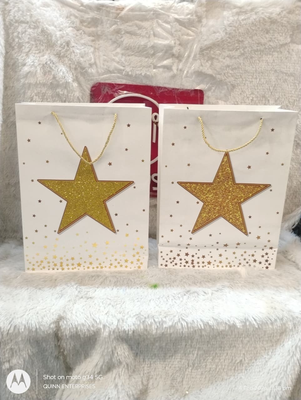 Glitter Star Paper Carry Bag L size