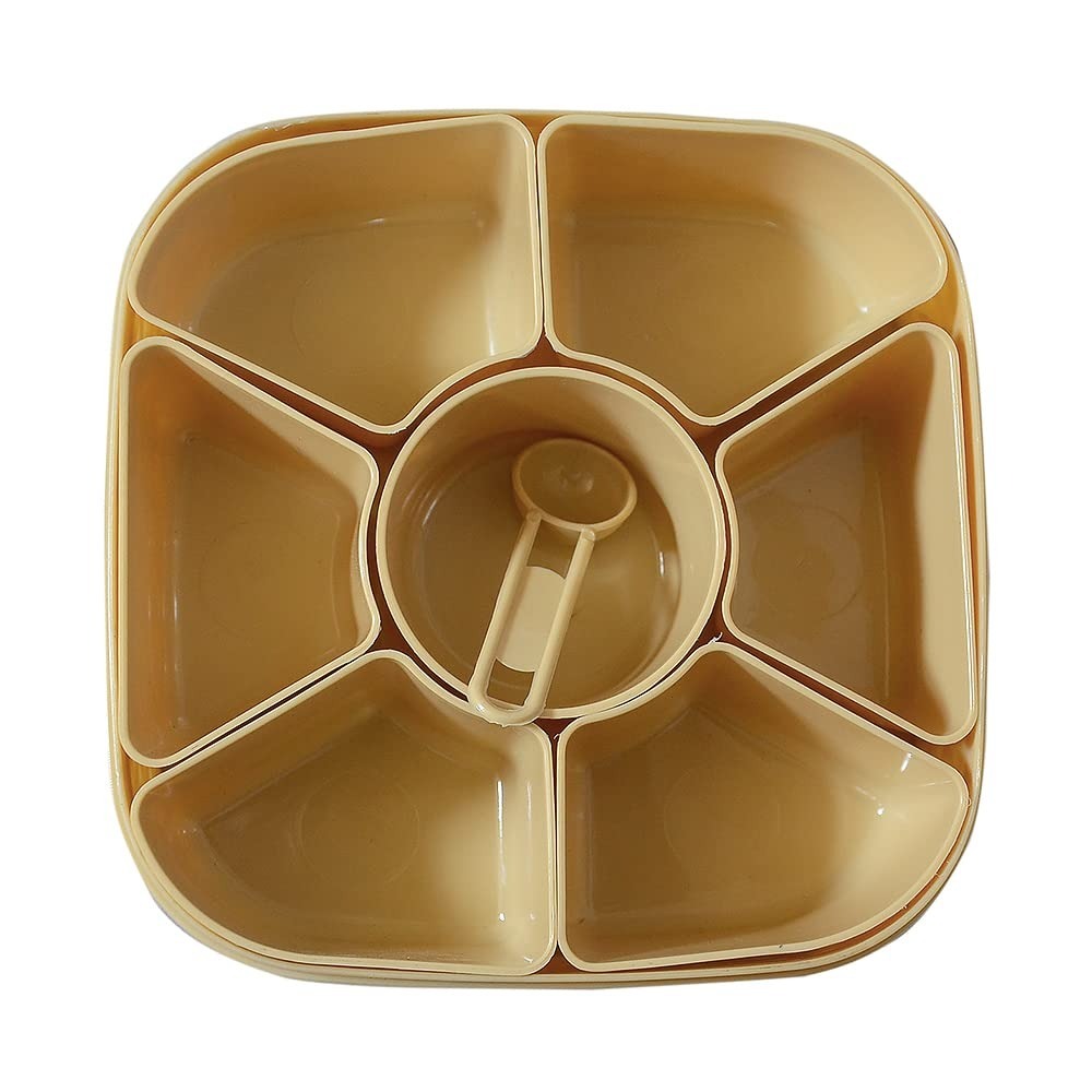 Plastic Square 7 Sections Multipurpose Masala Rangoli Dabba Box Set