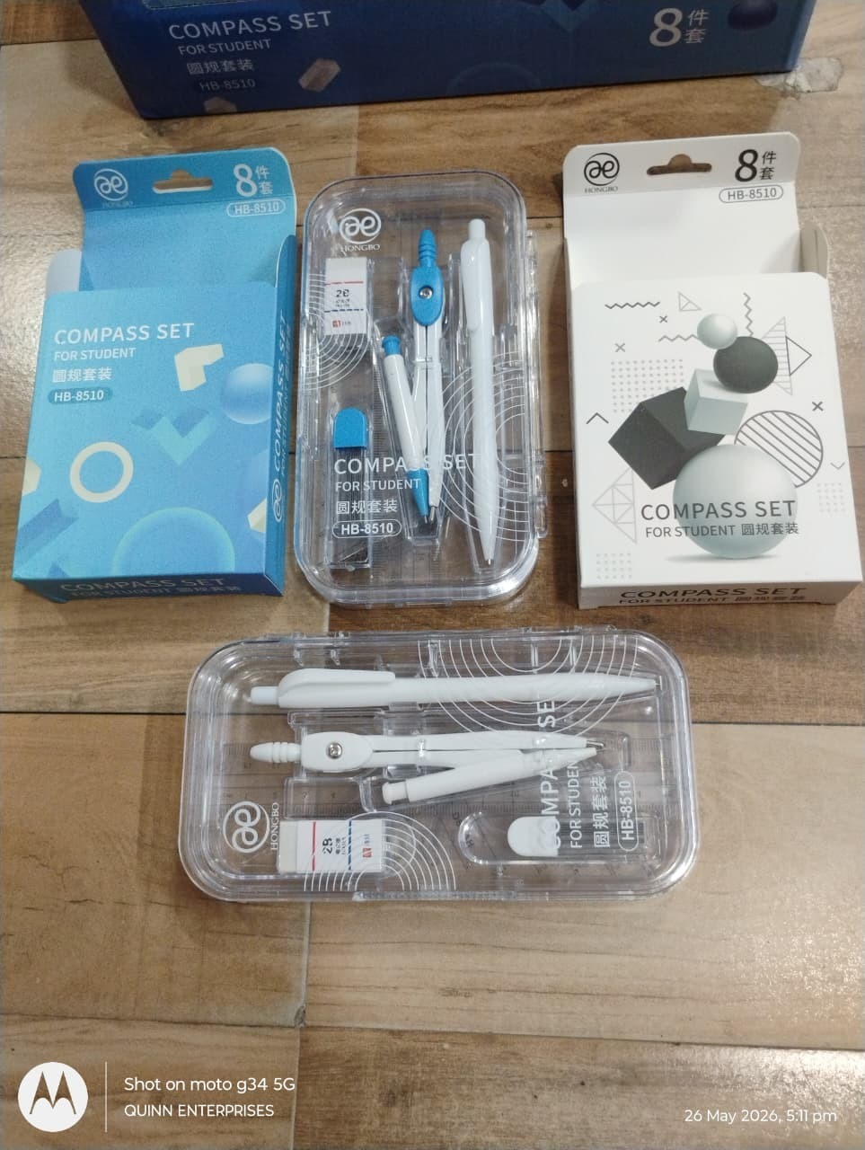 Transparent Geometry Box With Protractor, Set Squares , Ruler Set Instrument Box For Student (Multicolour ) Compass Set 8 PCS