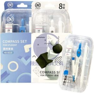 Transparent Geometry Box With Protractor, Set Squares , Ruler Set Instrument Box For Student (Multicolour ) Compass Set 8 PCS