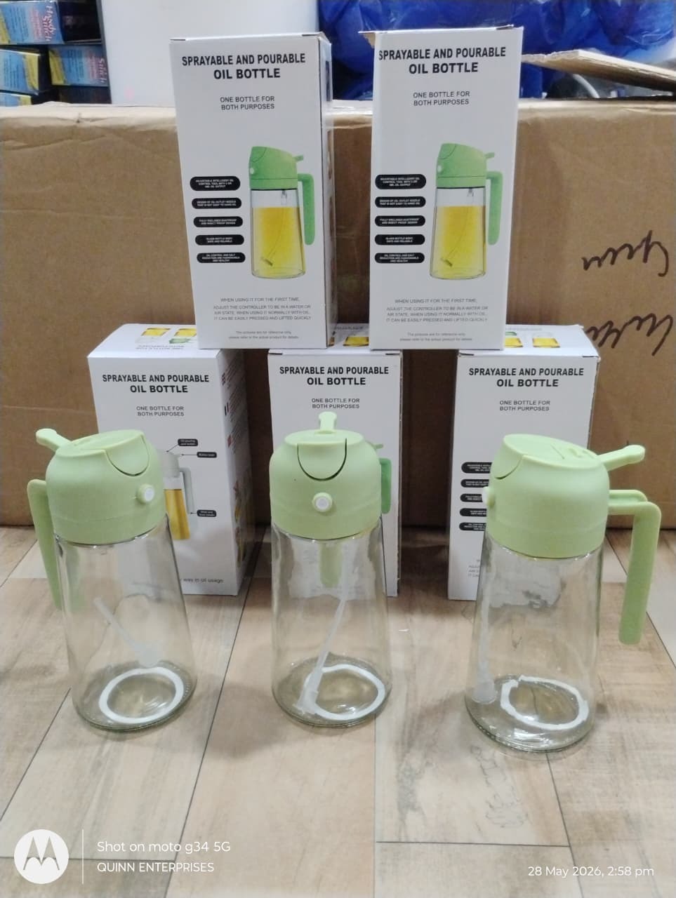 Mforall 2 in 1 Oil Sprayer and Dispenser - Dual-Use Kitchen Cooking Tool for Salad, BBQ, Roasting - Glass Oil Vinegar Bottle (Multi Color, 550 Ml)