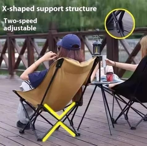 Folding Stool, Mini Outdoor Camping Chair, Portable Small Foldable Lightweight Hunting Seat with Zippered Carrying Bag, Slacker Chairs-Multicolor (High Sleeping Moon Chair SZ-346)
