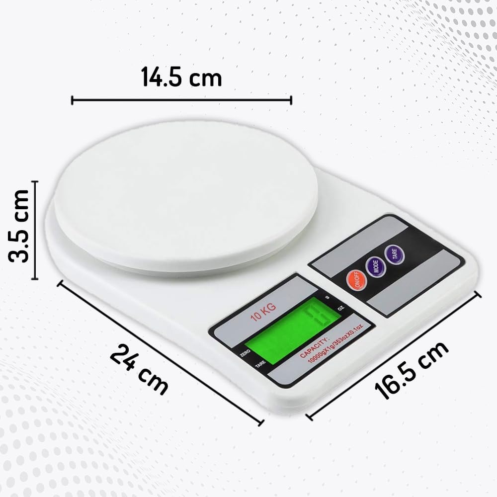 SF-400 Digital Kitchen Weighing Scale | 10Kg x 1g Precision | Food Scale with LCD Display for Cooking, Baking, Meal Prep & Healthy Diet | Compact Electronic Weight Machine for Home