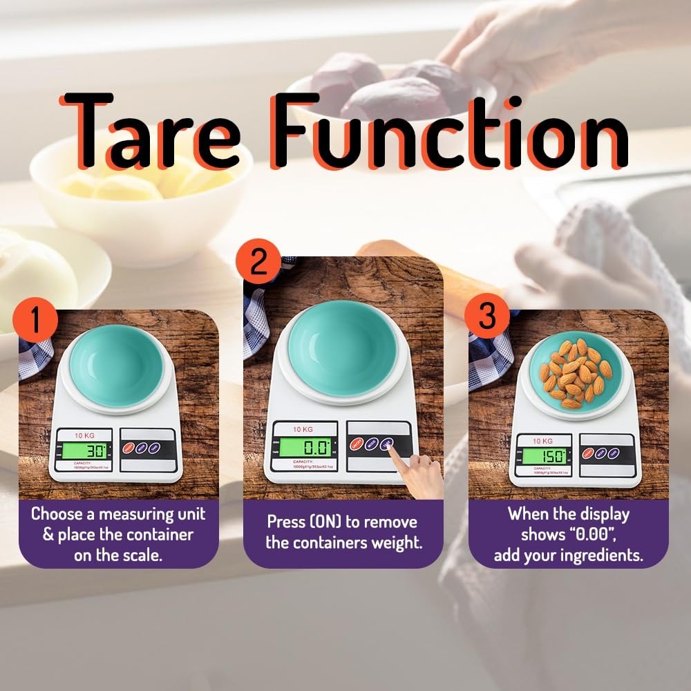 SF-400 Digital Kitchen Weighing Scale | 10Kg x 1g Precision | Food Scale with LCD Display for Cooking, Baking, Meal Prep & Healthy Diet | Compact Electronic Weight Machine for Home
