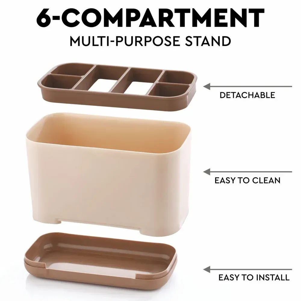 Cutlery Holder & Utensil Caddy – Rust-Proof Countertop Spoon Fork Knife Organizer with Drain Holes & Handle Medium Size