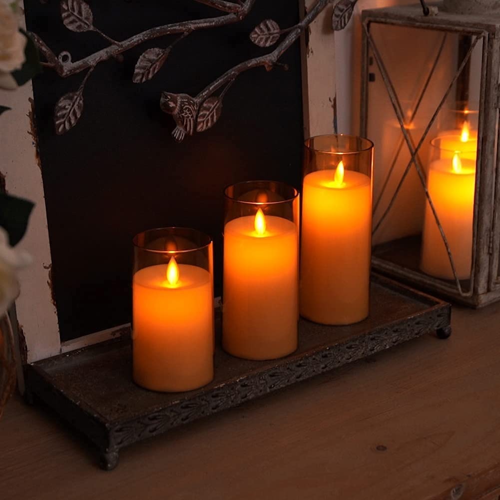 Flameless LED Candles AA Battery Operated 3Pc Set