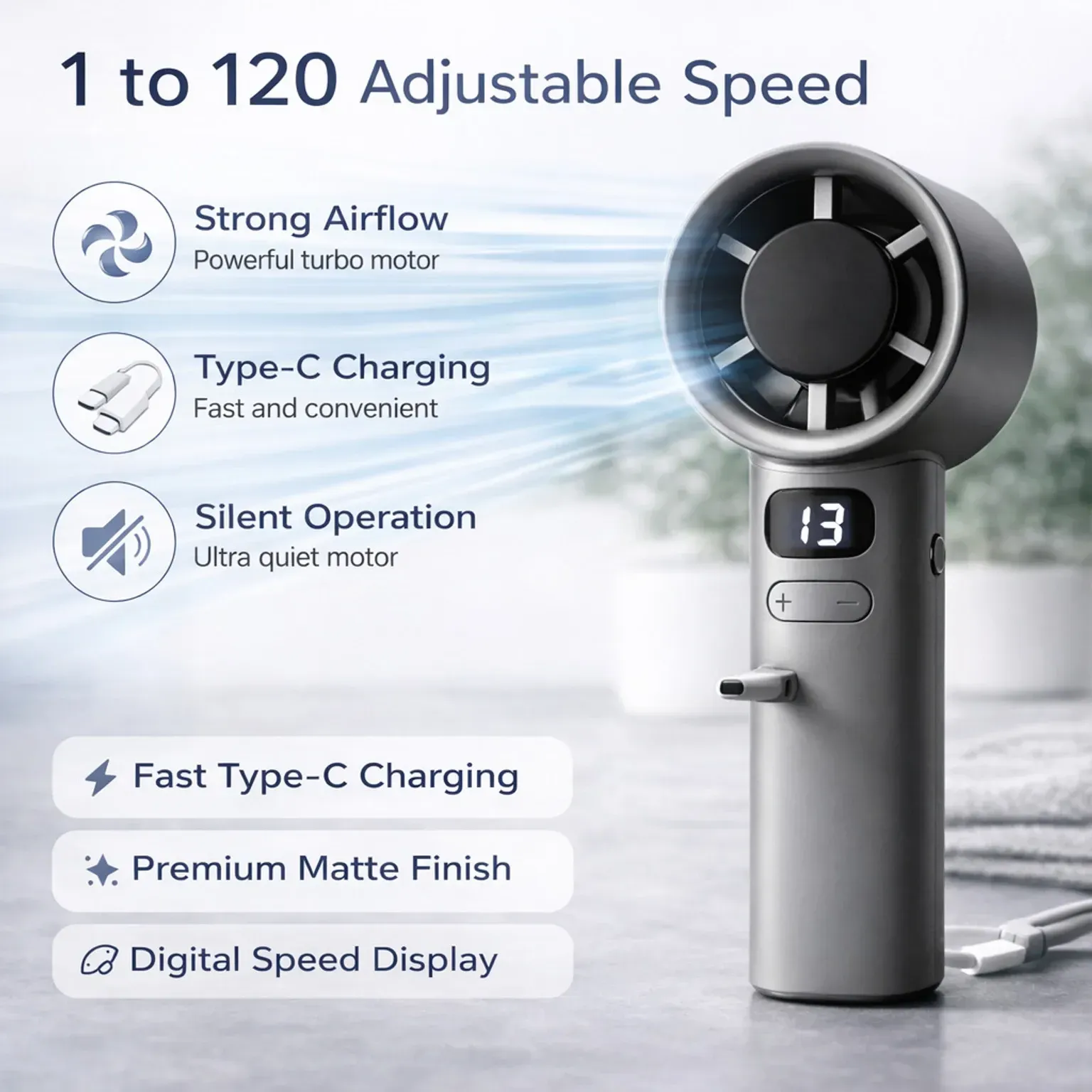 M11 Portable Mini High-Speed Hand Fan, Powerful Handheld Fan, Fast Cooling, Rechargeable USB Fan for All Travel Indoor Outdoor Use