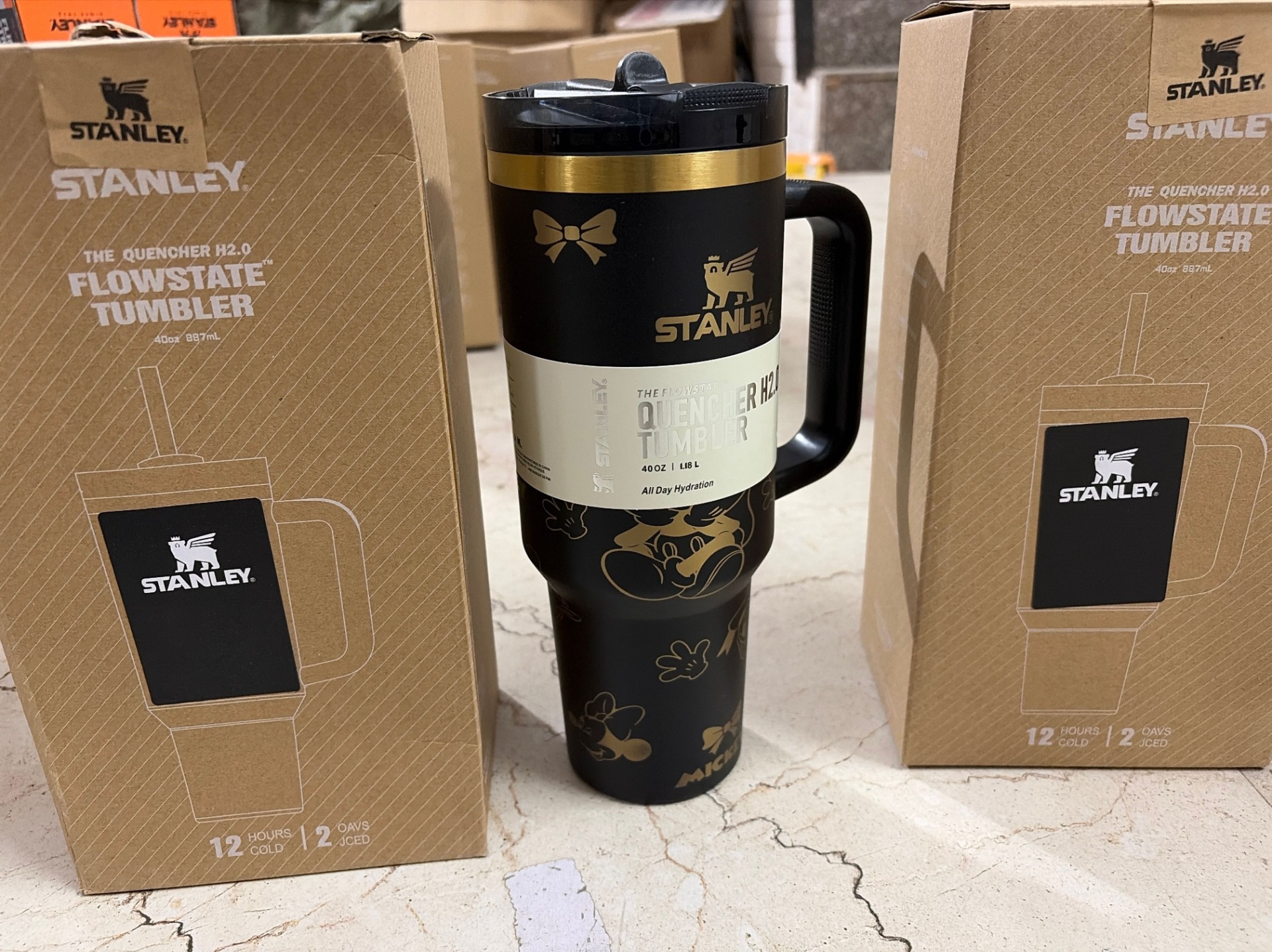 Stainless Steel Mickey Mouse 40oz Stanley Tumbler with Straw 1200 ml